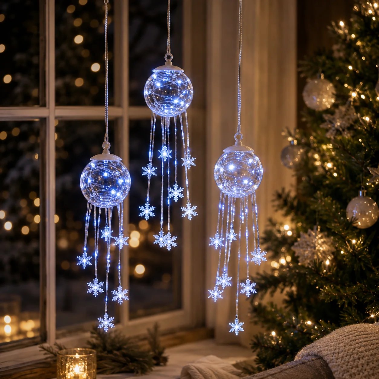 Winter Magic Snowflake CascadeTM – LED Hanging Christmas Ornament❄️