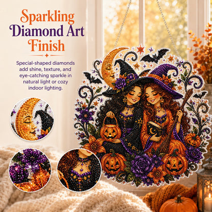 🧙‍♀️🎃Halloween Witch Friendship Diamond Art Window Suncatcher