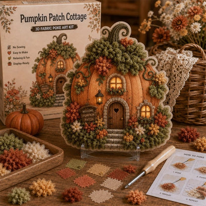 🔥Whimsical Village 3D Fabric Poke Art Kit🌼🎁