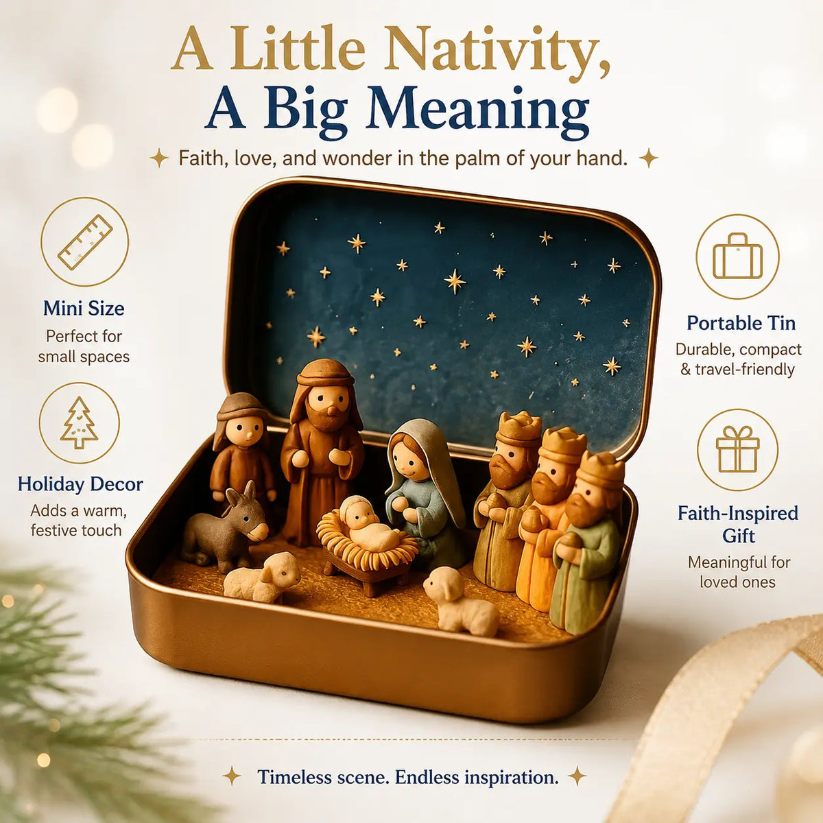 Pocket-Size Mini Nativity Scene Set with Storage Box🙏🎁