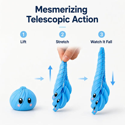 💯🌀 3D Printed Telescopic Fidget Dumpling - Cute Kawaii Collapsible Spiral Desk Toy & Stress Reliever