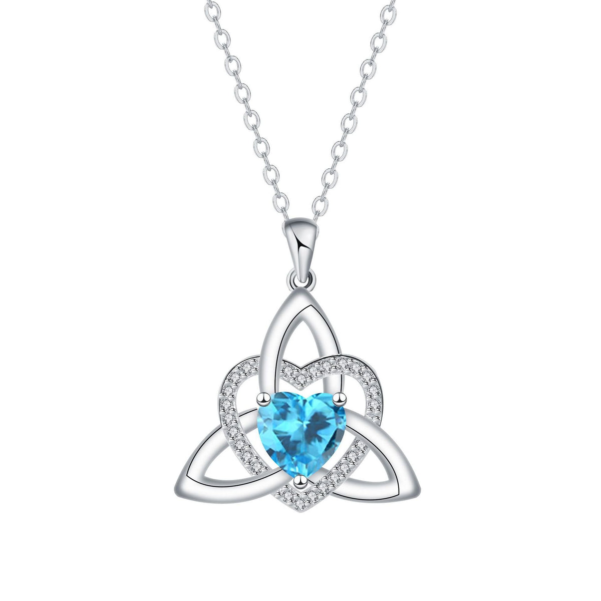 Birthstone Celtic Trinity Knot Heart Necklace✨ Heart Shape Celtic Trinity Knot Birthstone Pendant