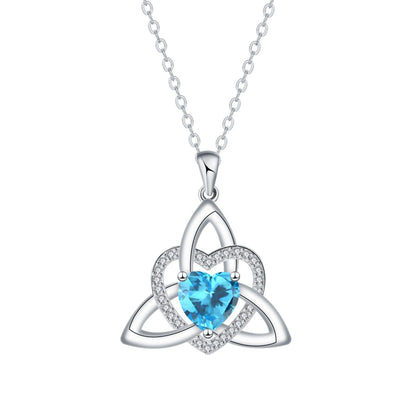 Birthstone Celtic Trinity Knot Heart Necklace✨ Heart Shape Celtic Trinity Knot Birthstone Pendant