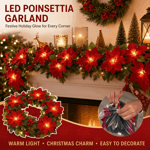 🎄5K+ people purchased it in the past week.✨ Christmas Poinsettia LED Garland String Lights