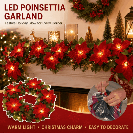 🎄5K+ people purchased it in the past week.✨ Christmas Poinsettia LED Garland String Lights