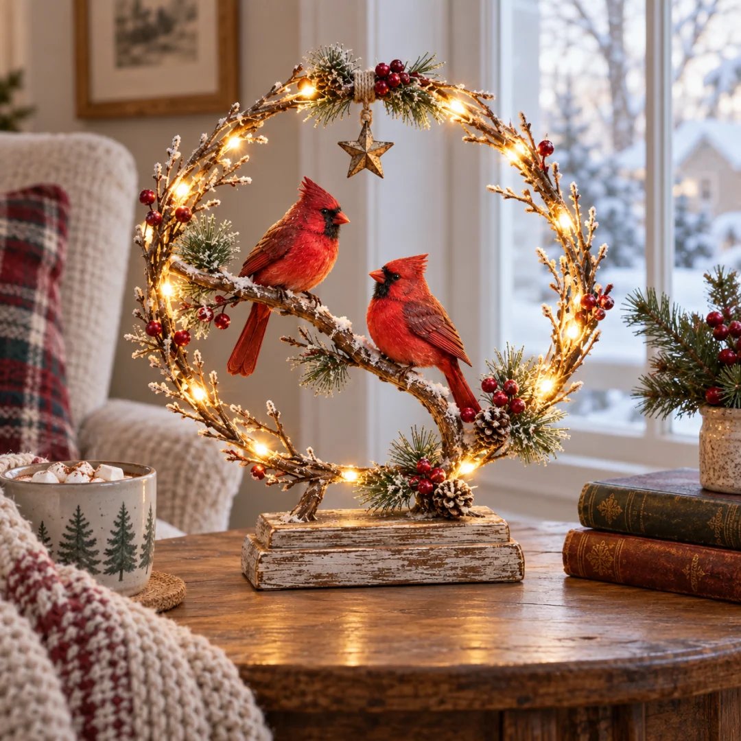 🔥 Last Day 50% OFF✨-Lighted Cardinal Tabletop Decor