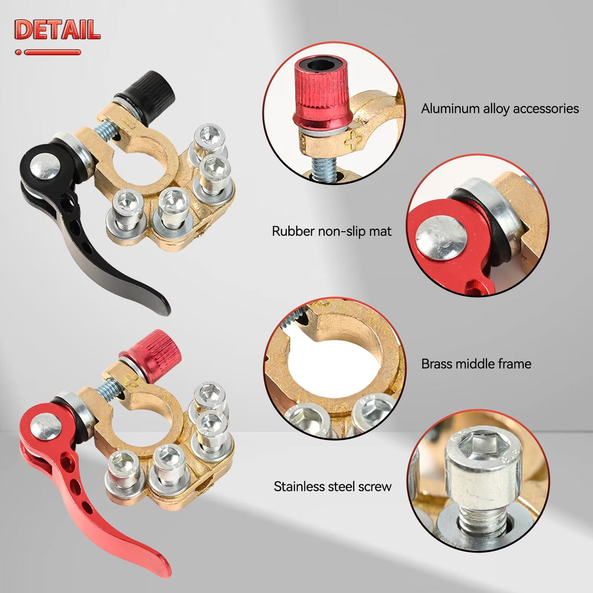 2PCS Car 4-Way Quick-Release Car Battery Terminal Connectors