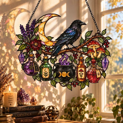 🔥Last Day 50% OFF – 🖤 🐦‍⬛Raven Witch Suncatcher