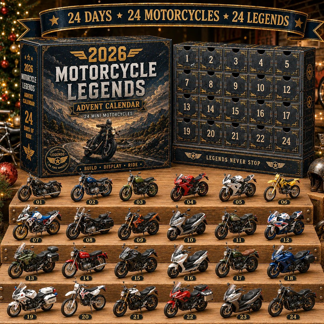 2026 Motorcycle Legends Advent Calendar – 24 Days, 24 Mini Motorcycles, 24 Legendary Rides