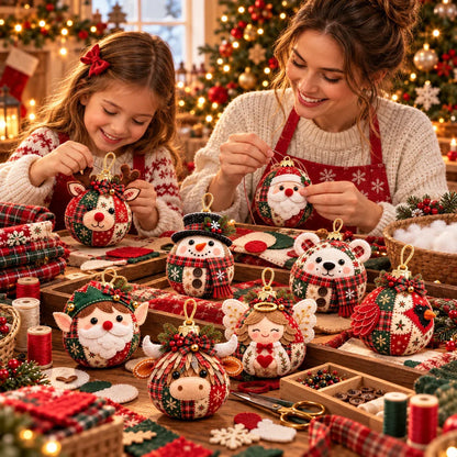 🎄✨Cozy Patchwork Christmas Ornament Collection-DIY Christmas Artwork