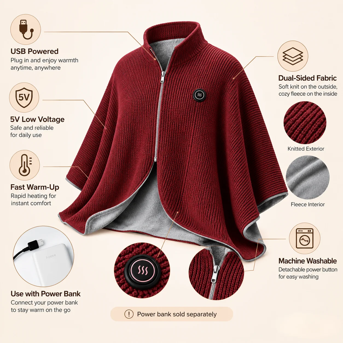 🧣Wearable Heated Blanket – Cozy Hands-Free Warmth☀️
