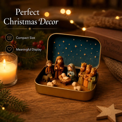 Pocket-Size Mini Nativity Scene Set with Storage Box🙏🎁