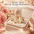 Vintage Rose Floral Statement Ring | Gold-Tone Band, US Sizes 6-10