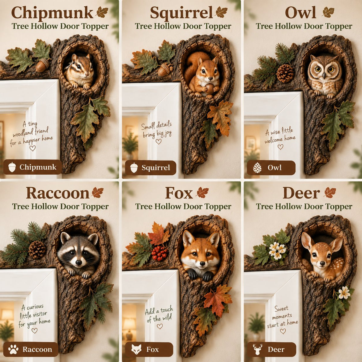 ⏰LAST DAY 50% OFF 🐿️ 3D Chipmunk Tree Hollow Door Topper