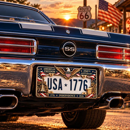 🇺🇸 America 250th Anniversary Metal License Plate Frame – Patriotic Eagle & Freedom Edition, 1776–2026 🦅