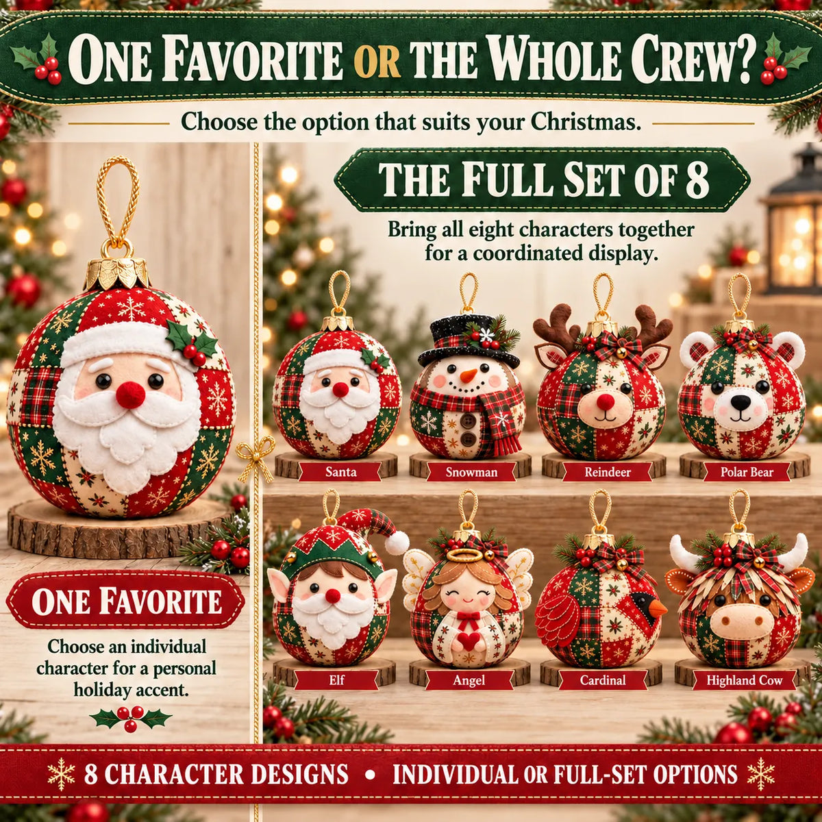 🎄✨Cozy Patchwork Christmas Ornament Collection-DIY Christmas Artwork
