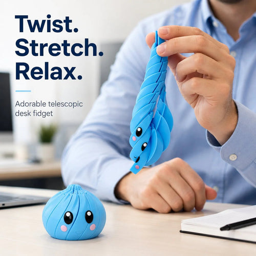 💯🌀 3D Printed Telescopic Fidget Dumpling - Cute Kawaii Collapsible Spiral Desk Toy & Stress Reliever