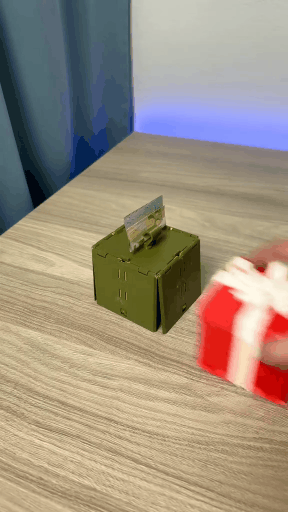 Jumping surprise gift box in action