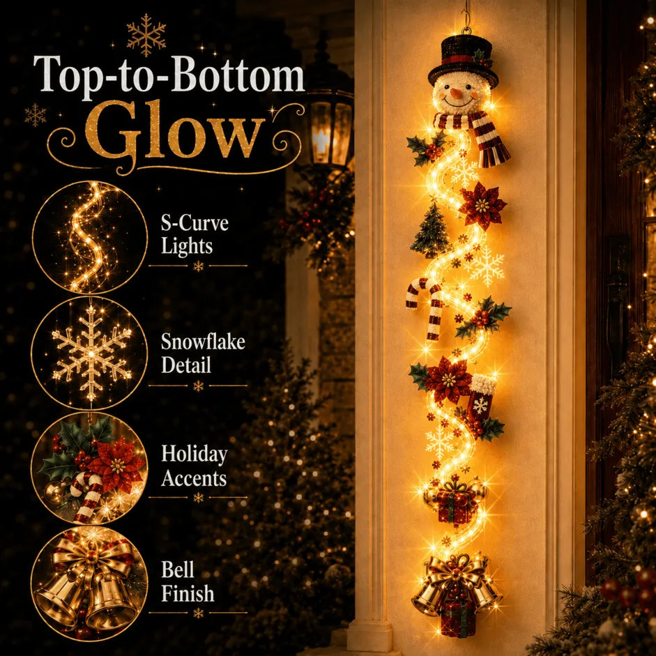 ⏳ Last Day 49% OFF – 🎄MerryCascade™ Glowing Christmas Door Hanger✨