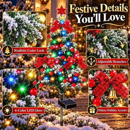 🌱 Solar Cedar Christmas Tree Lights🔥 | Festive Outdoor Holiday Decor🔥