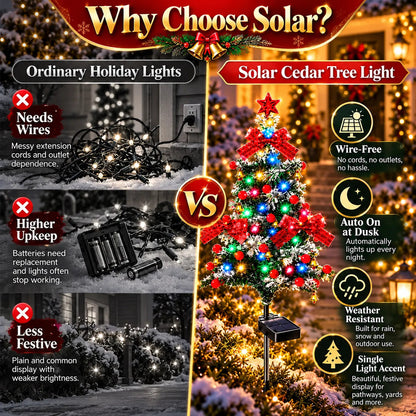 🌱 Solar Cedar Christmas Tree Lights🔥 | Festive Outdoor Holiday Decor🔥