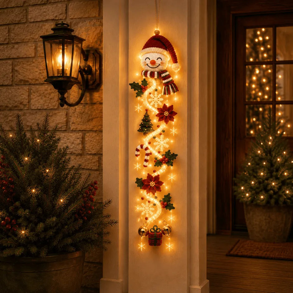 ⏳ Last Day 49% OFF – 🎄MerryCascade™ Glowing Christmas Door Hanger✨