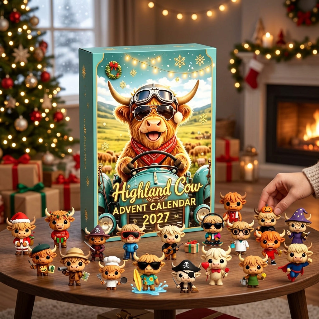 🐮 Cute 3D Highland Cow Mini Figurines Advent Box