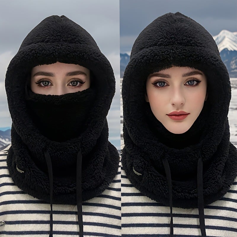 Women's fleece winter cycling mask and cap with hood for cold weather (model year 2026)