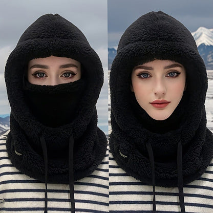 Women's fleece winter cycling mask and cap with hood for cold weather (model year 2026)
