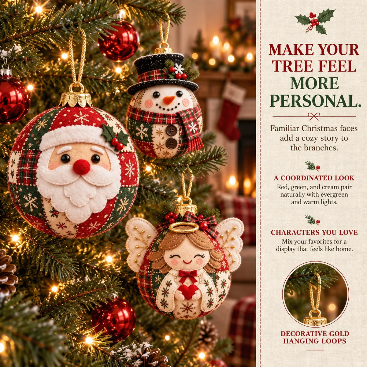 🎄✨Cozy Patchwork Christmas Ornament Collection-DIY Christmas Artwork