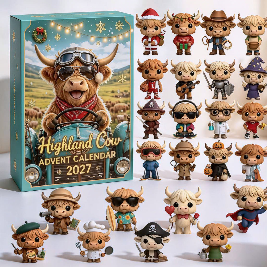 🐮 Cute 3D Highland Cow Mini Figurines Advent Box