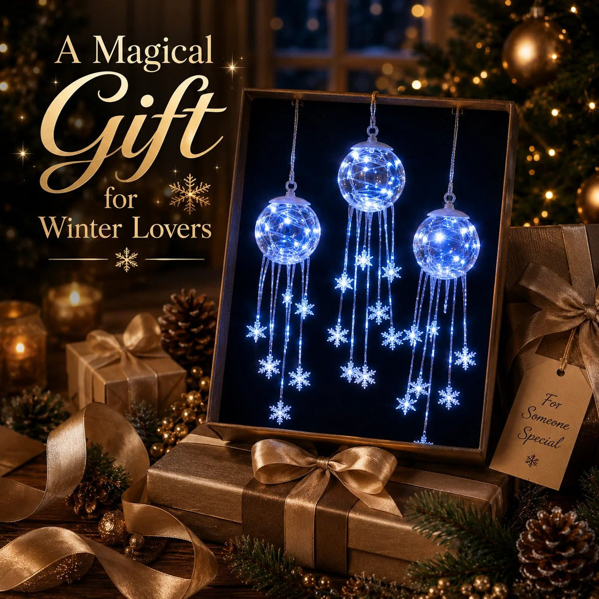 Winter Magic Snowflake CascadeTM – LED Hanging Christmas Ornament❄️