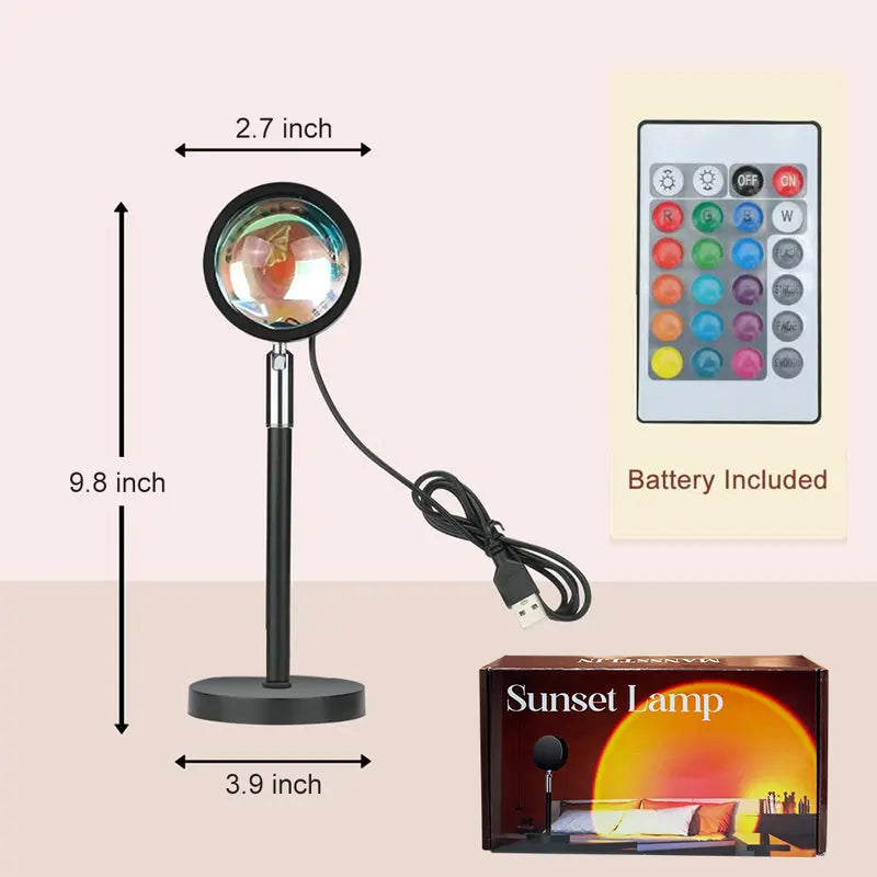 🔥Sunset Lamp Projector Light 16 RGB Colors 180° Rotatable Atmosphere Light