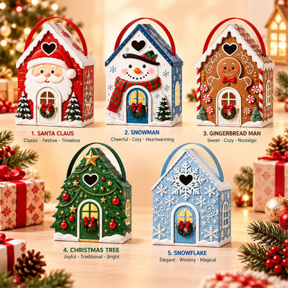 🎁 Christmas Cottage Gift Box – 5 Festive Designs for Candy & Small Gifts