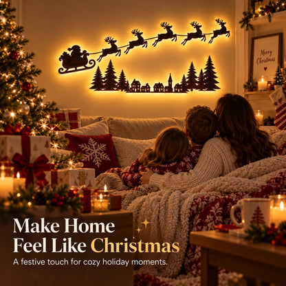✨ Illuminated Santa & Reindeer Silhouette LED Christmas Wall Light 🦌