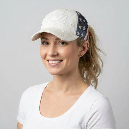 🧢American Flag Ponytail Embroidered Hat, 🔥Buy 2 FREE SHIPPING