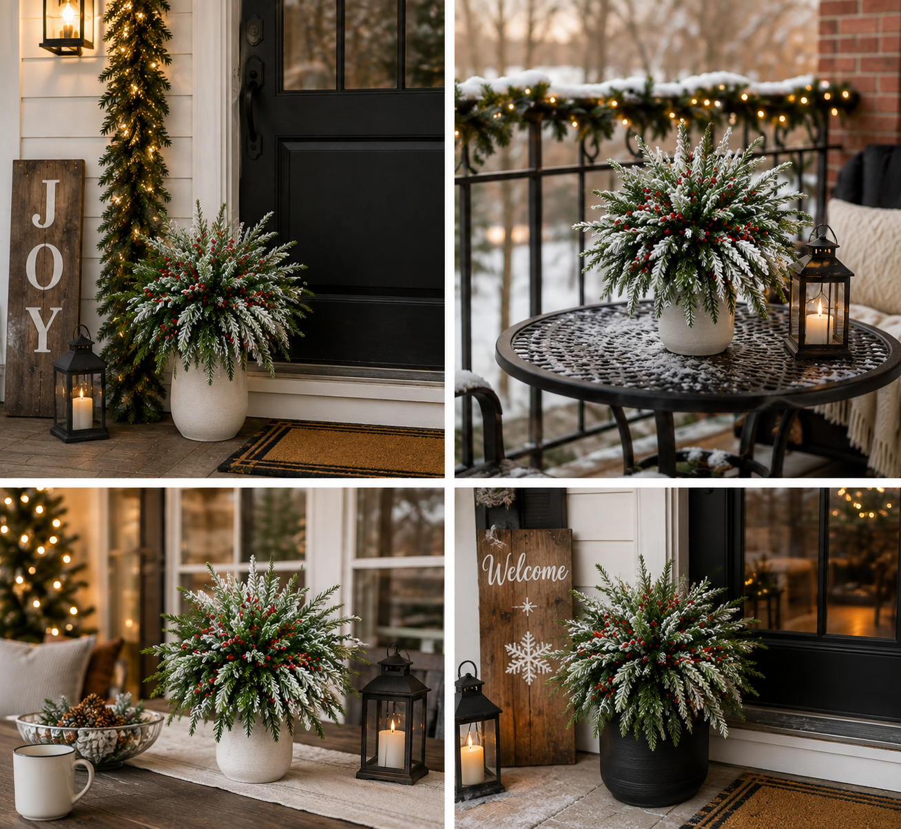 🔥 🎄Snow-Covered Cedar & Red Berries – Christmas Holiday Decor