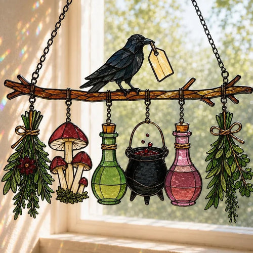 🔥Last Day 50% OFF – 🖤 🐦‍⬛Raven Witch Suncatcher