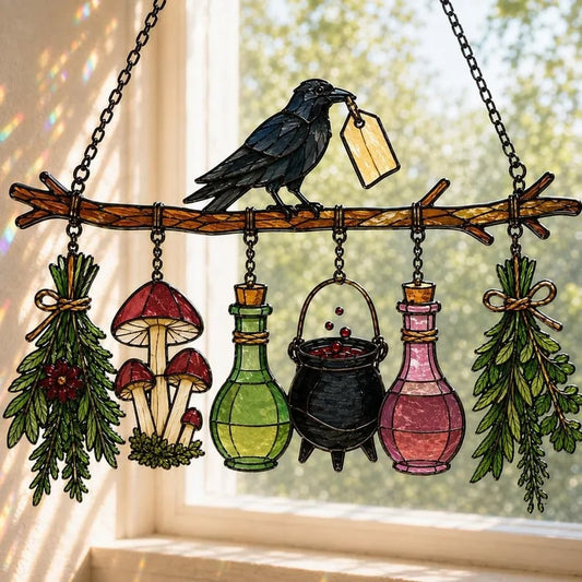 🔥Hot Sale 50% OFF – Raven Witch Suncatcher🐦‍⬛
