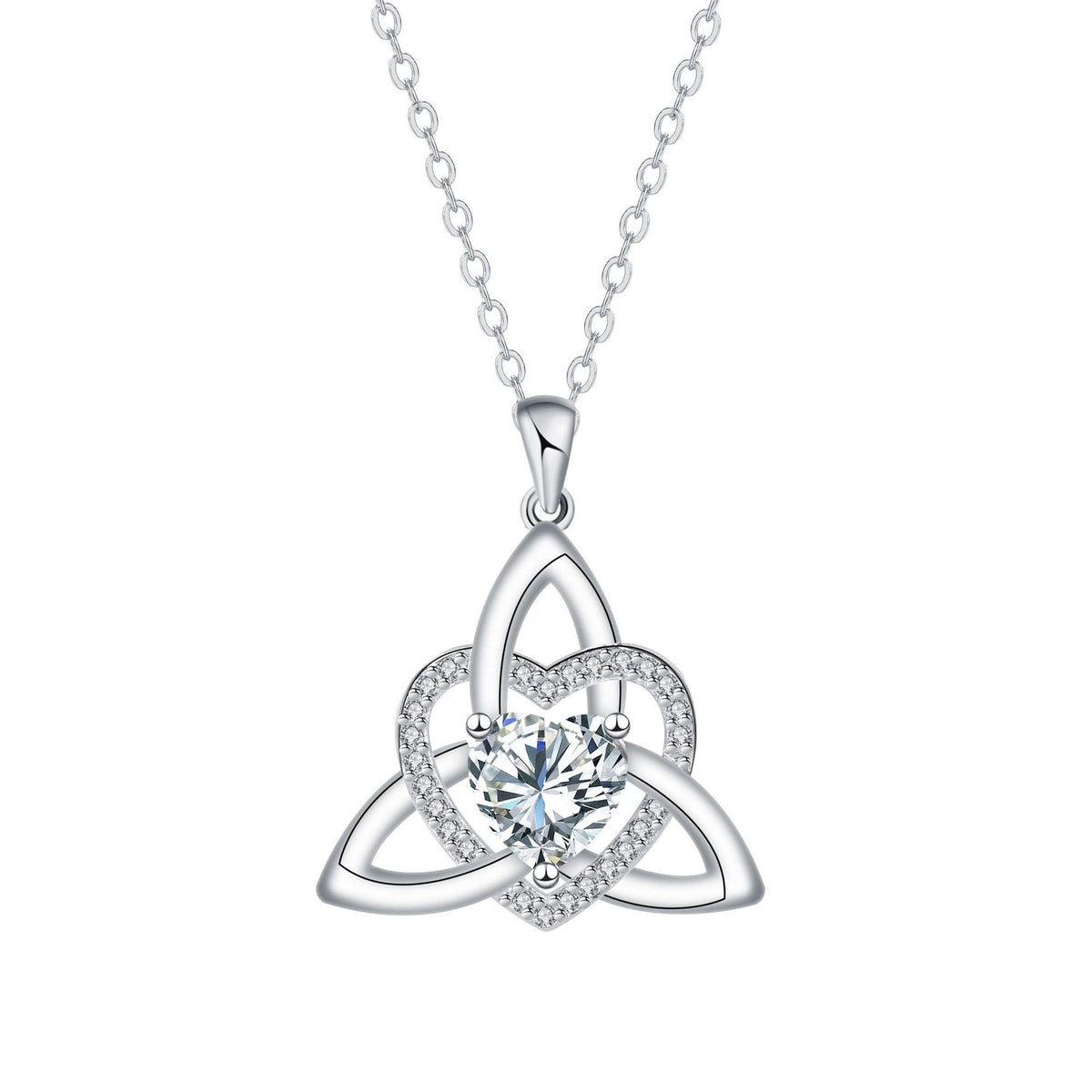 Birthstone Celtic Trinity Knot Heart Necklace✨ Heart Shape Celtic Trinity Knot Birthstone Pendant