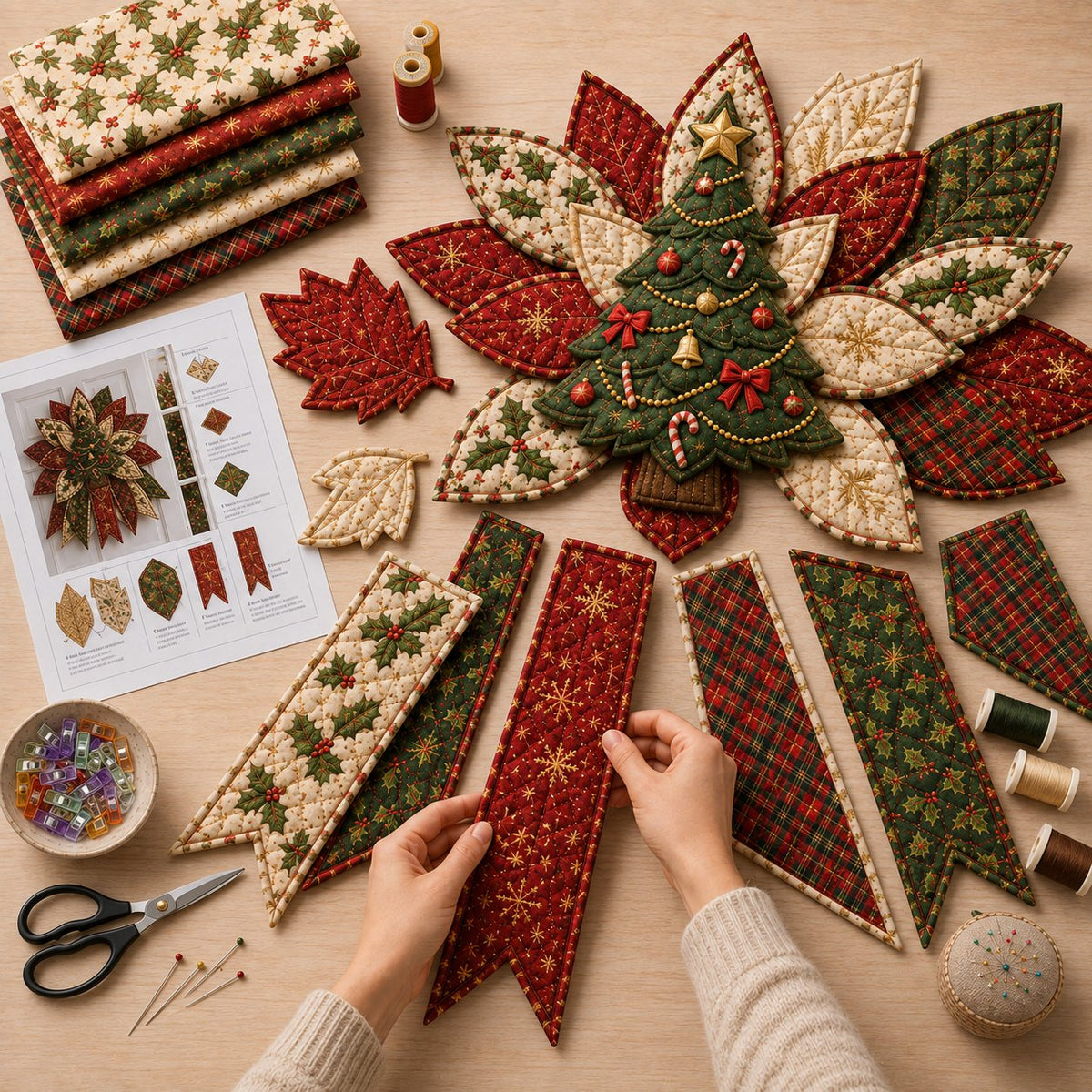🎄 50% OFF Holiday Special – DIY Quilted Christmas Door Hanging Sewing Kit ✨