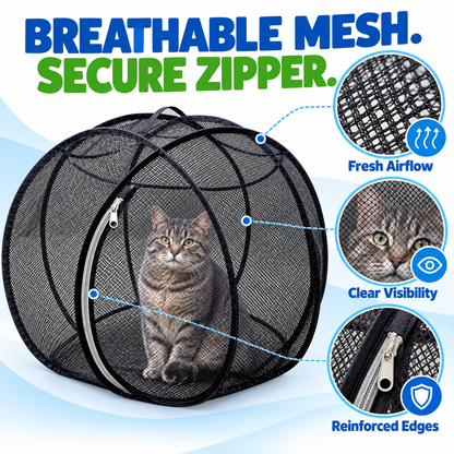 🐱 FreshAir Cat Haven™ – Pop-Up Mesh Playpen