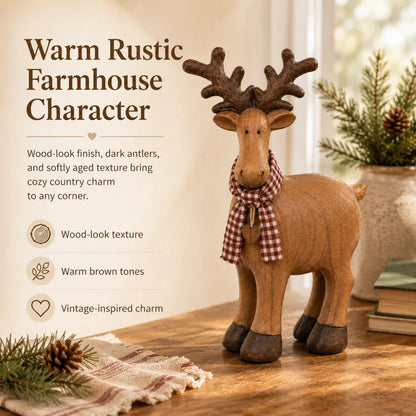 🦌Rustic Farmhouse Reindeer Figurine