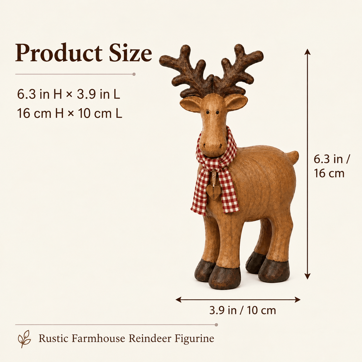 🦌Rustic Farmhouse Reindeer Figurine