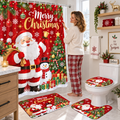 🎄🛁 Christmas Bathroom Makeover Set – 4 Matching Pieces for Instant Holiday Cheer