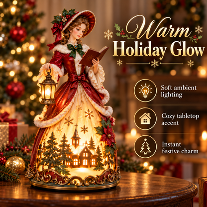 🎄 Victorian Christmas Caroler Lady Lamp™ – Lighted Holiday Tabletop Decor✨