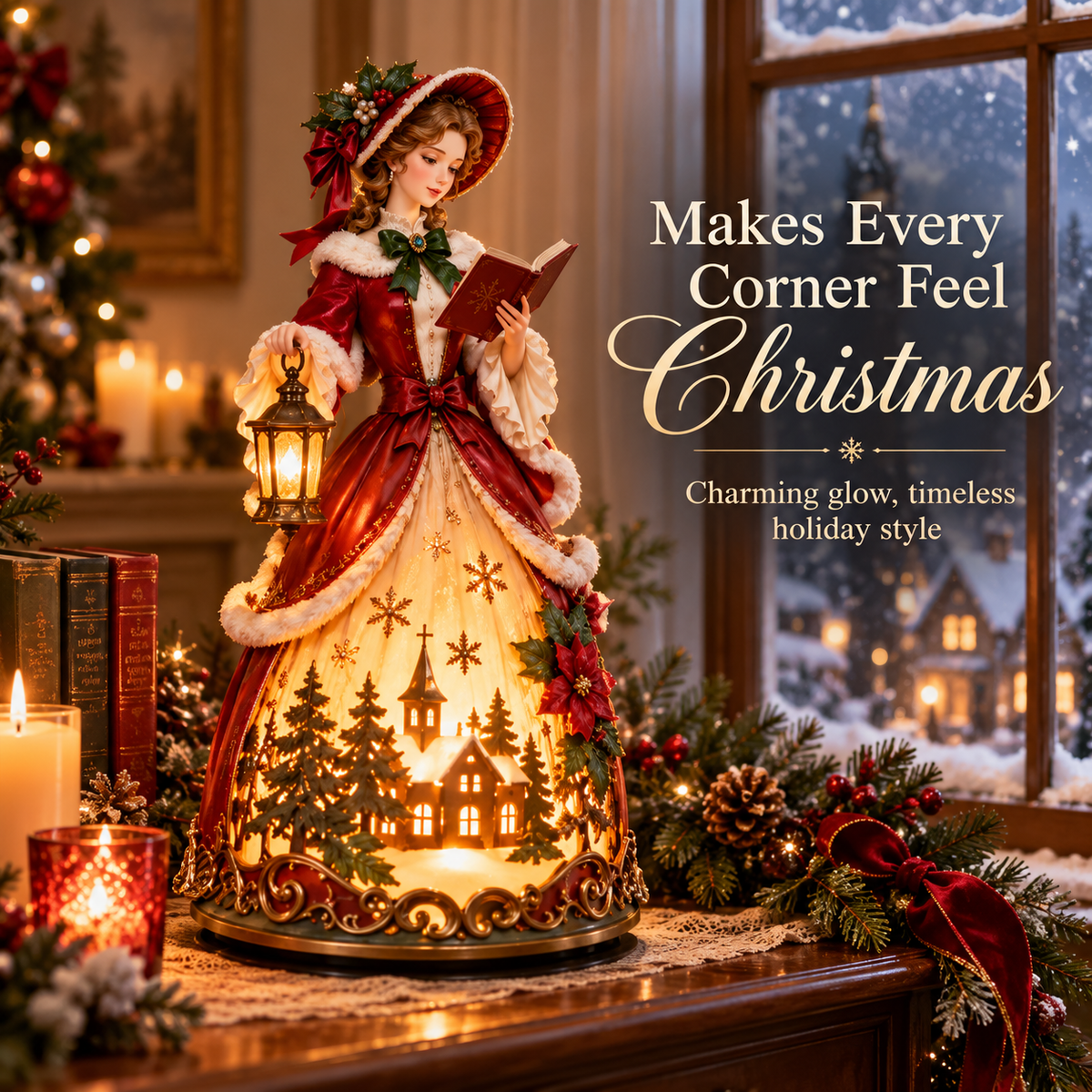 🎄 Victorian Christmas Caroler Lady Lamp™ – Lighted Holiday Tabletop Decor✨