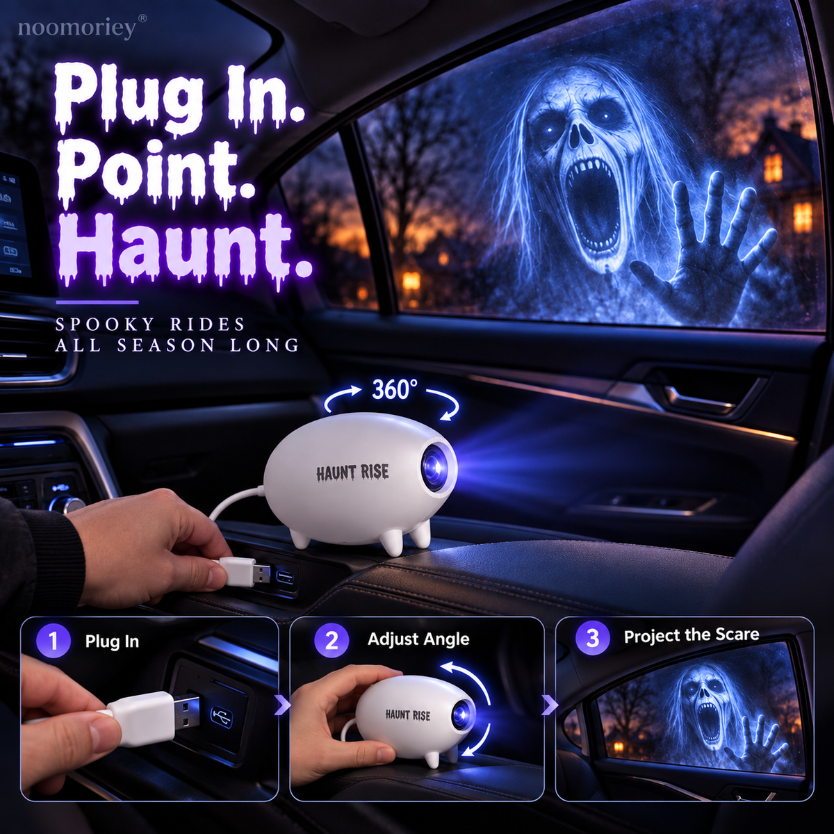 🎃👻 Halloween Window Projector-16 Spooky Films USB Powered