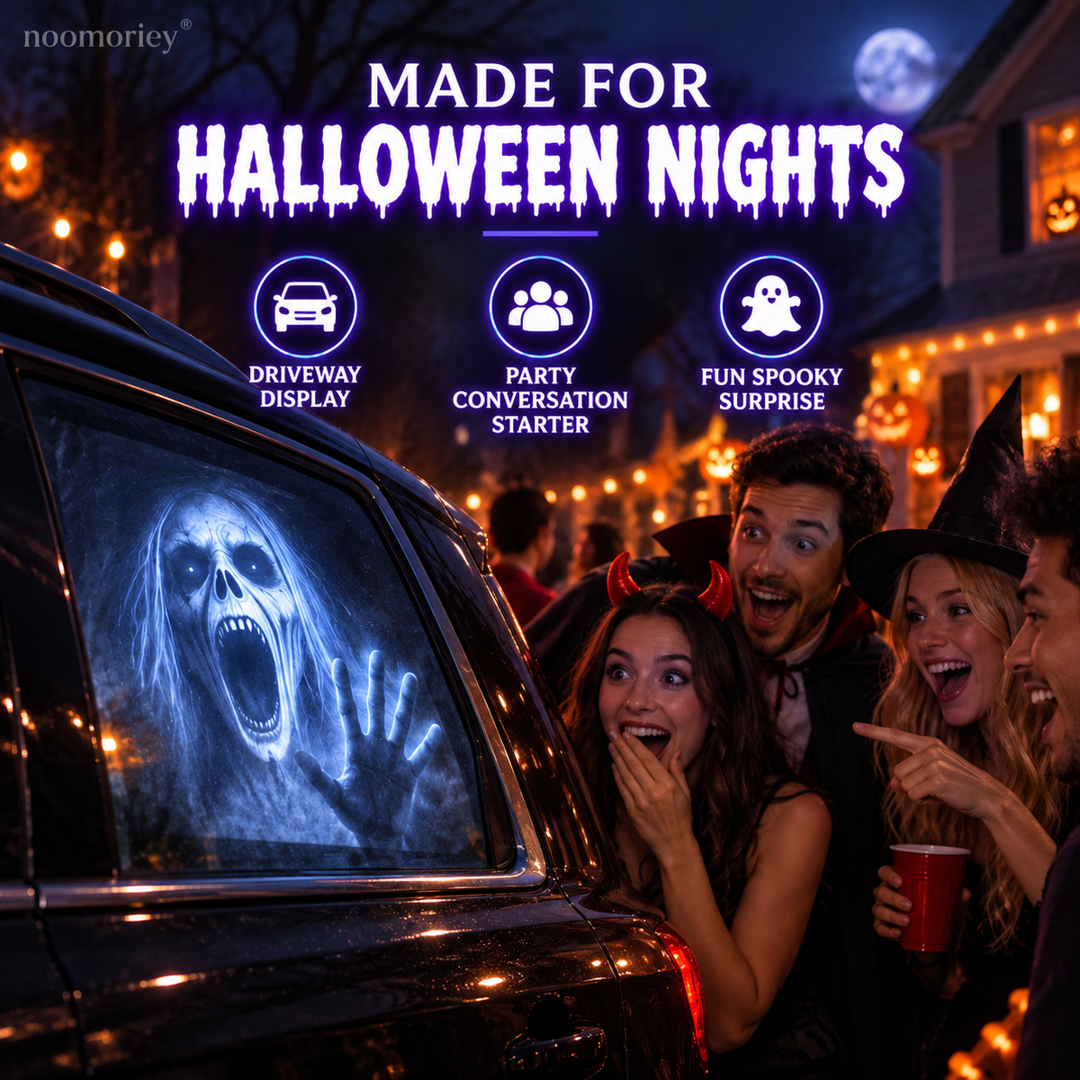 🎃👻 Halloween Window Projector-16 Spooky Films USB Powered