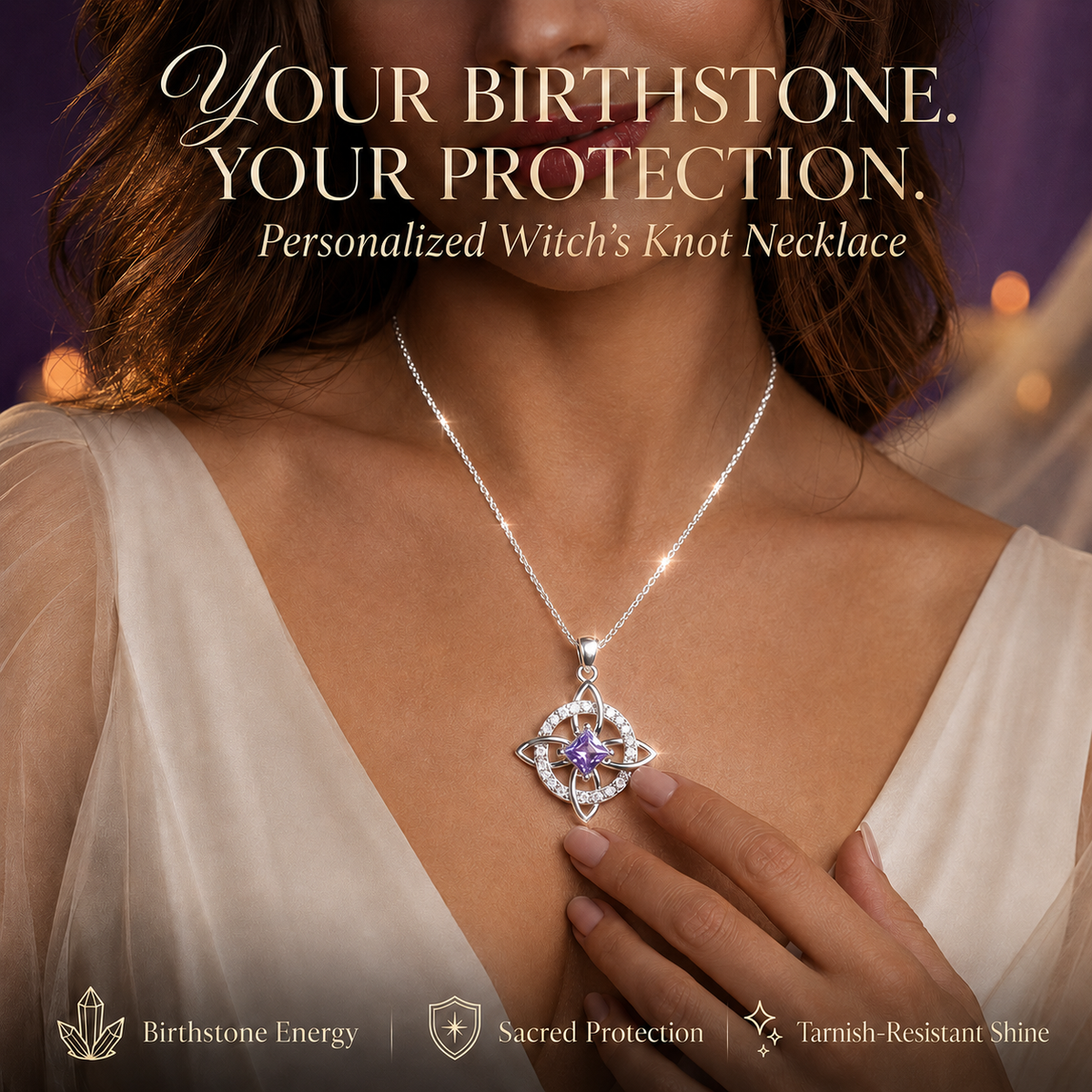 ✨Personalized Witch’s Knot Birthstone Necklace(With Gift Box)